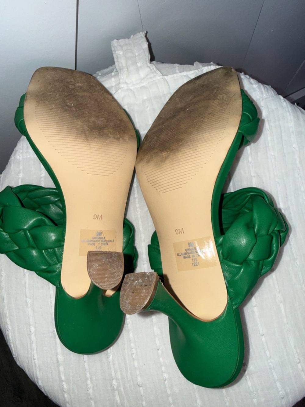 GUESS Green Braided Double-Strap Slide Heels - Picture 5 of 8